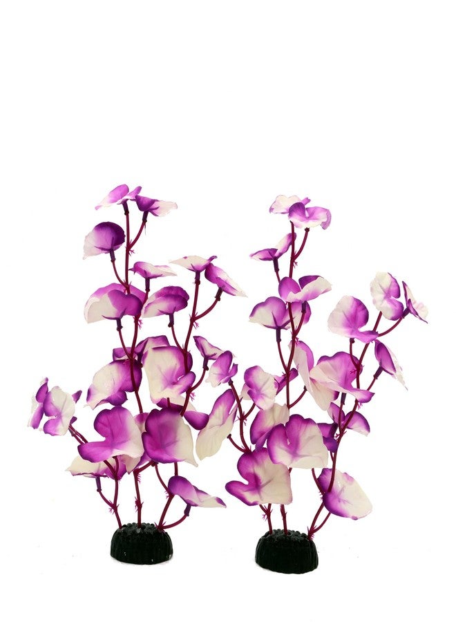 DVHEY Silk Aquarium Plants for Betta Fish Tank, 2 Pcs 8 Inch Small Silk Aquarium Plant Aquatic Water Grass Decoration,Purple-White - Image 1